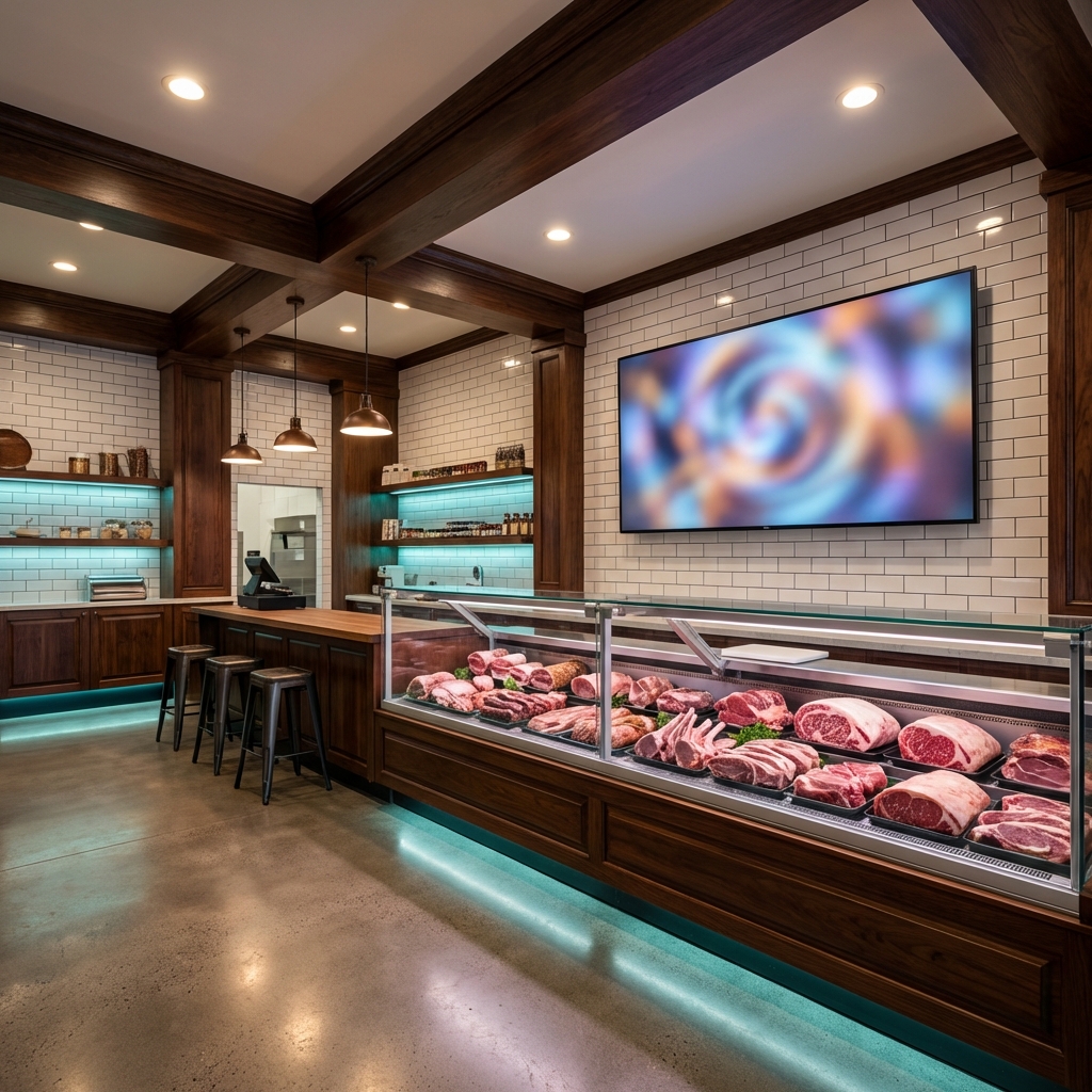 Butcher shop with digital signage